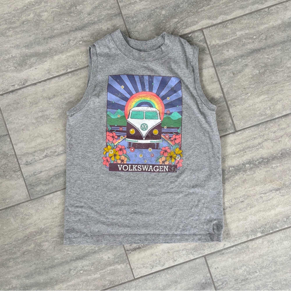 Volkswagen Tank Top Womens XS‎ Gray Sleeveless Shirt Van Crew Neck Casual